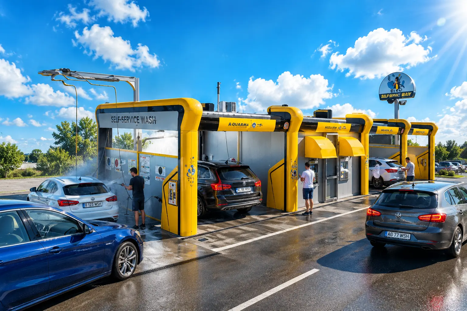 Spălătorie self service cu structură Aquarama Bubble Bay aglomerată