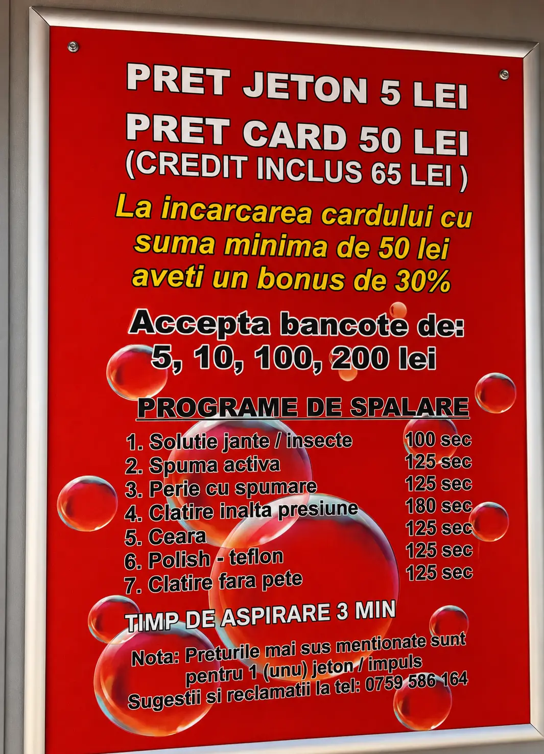 preturi si timpi  de spalare la spalatoria self wash Autocleaners Bradu, langa Pitesti