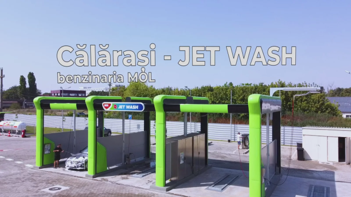 Spălătorie self-service cu structura Aquarama verde la MOL Călărași – 4 piste cu spălare sub șasiu